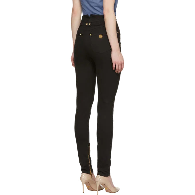 Balmain Black Eight-Button Skinny Jeans - 36