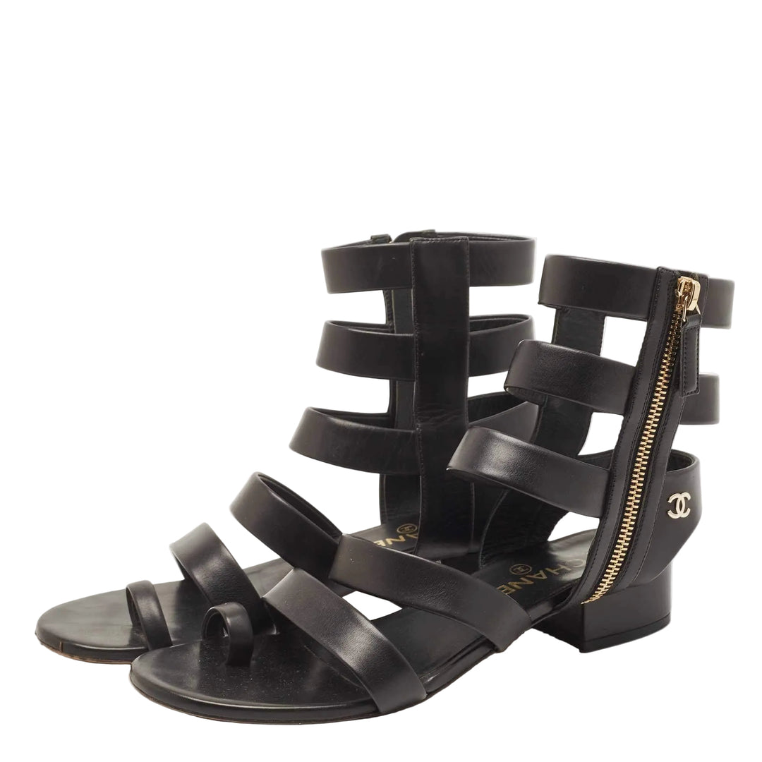 Chanel Calfskin Gladiator Sandals - 37.5