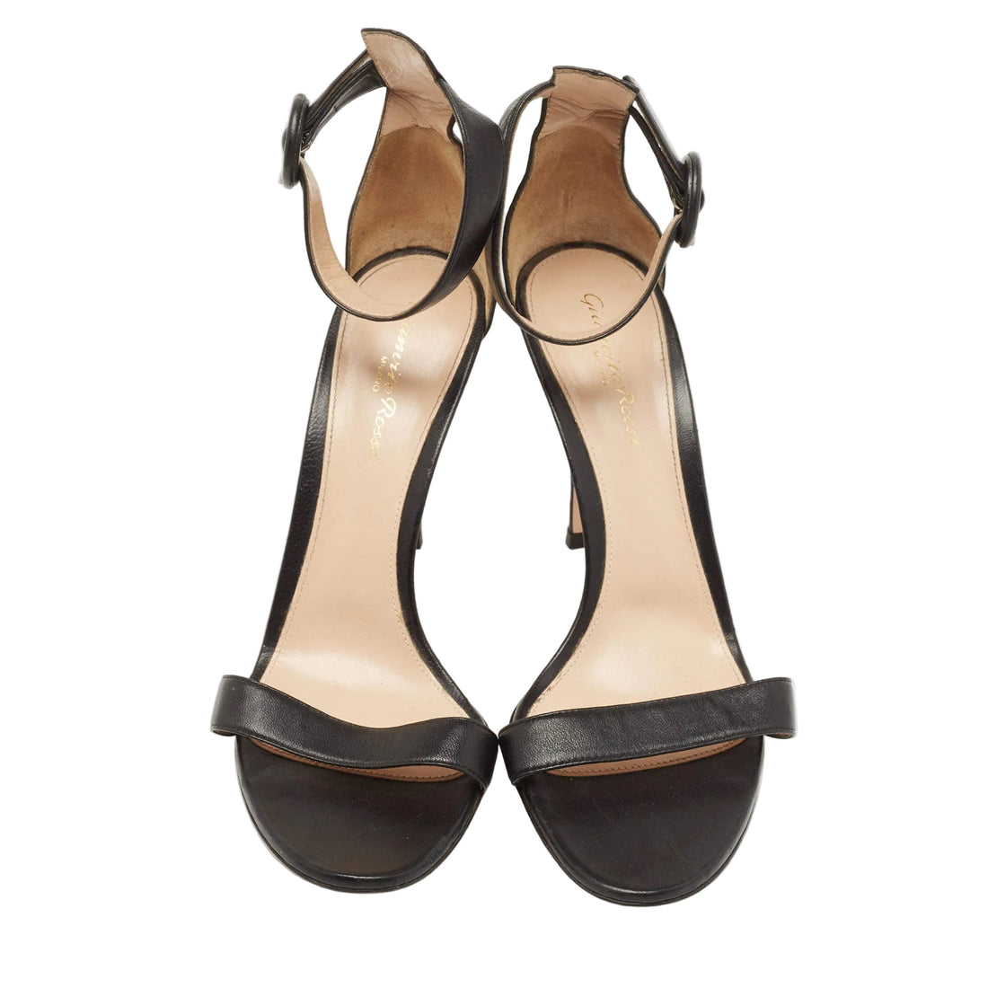 Gianvito Rossi Black Leather Portofino Ankle Strap - 38
