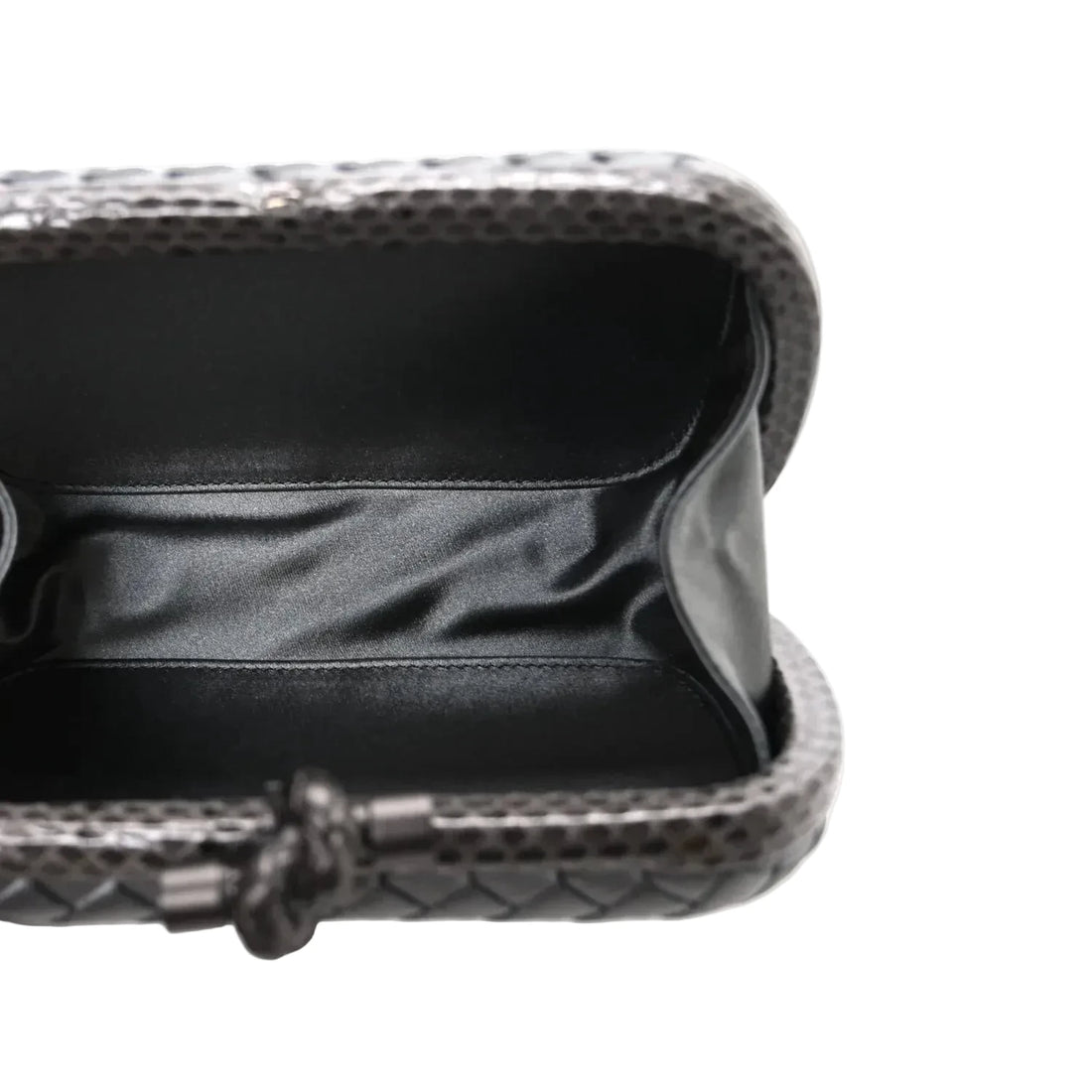 Bottega Veneta Satin Intreccio Impero Ayers Knot Clutch Black