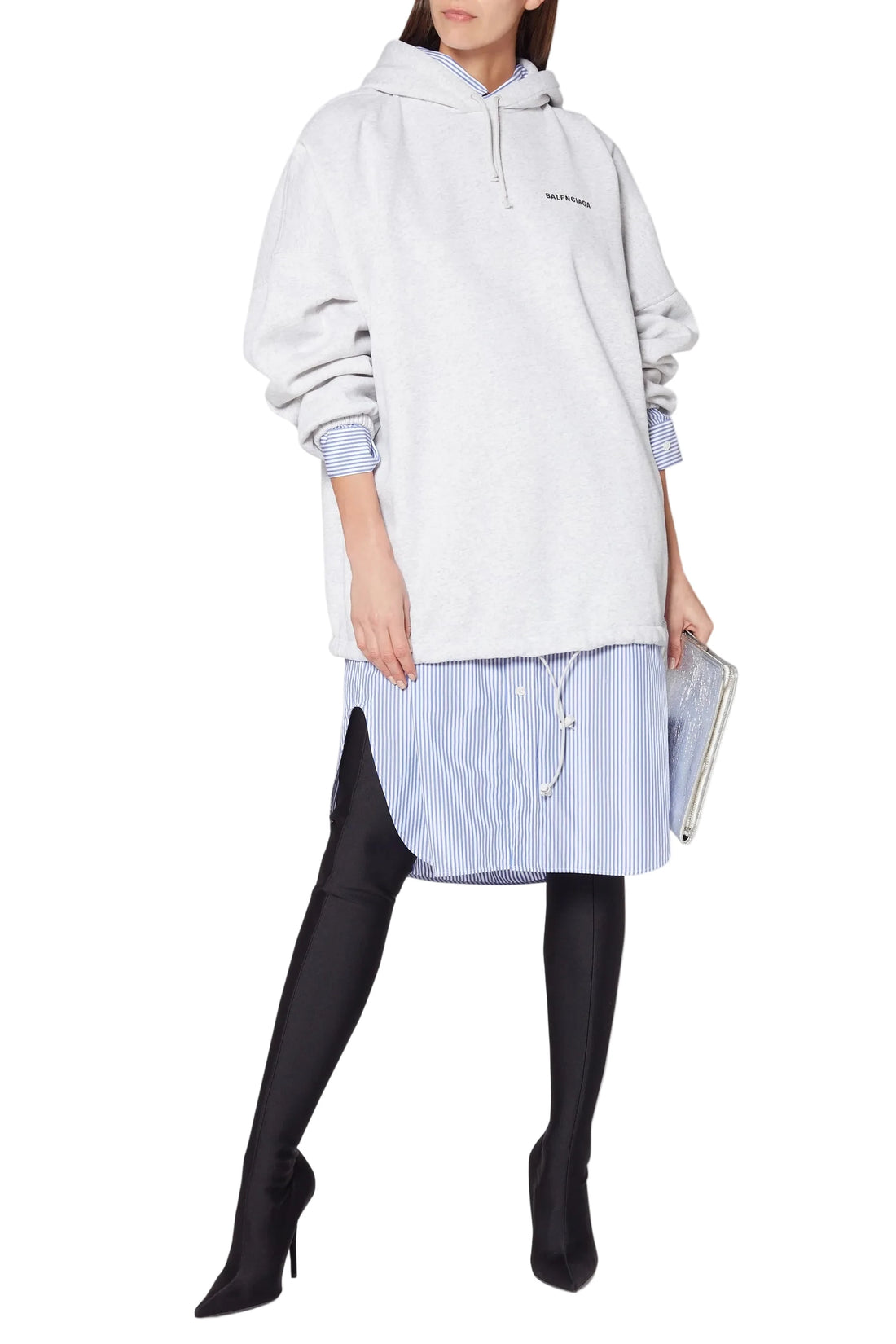 Balenciaga Blue and White Striped Swing Shirt Dress - 34