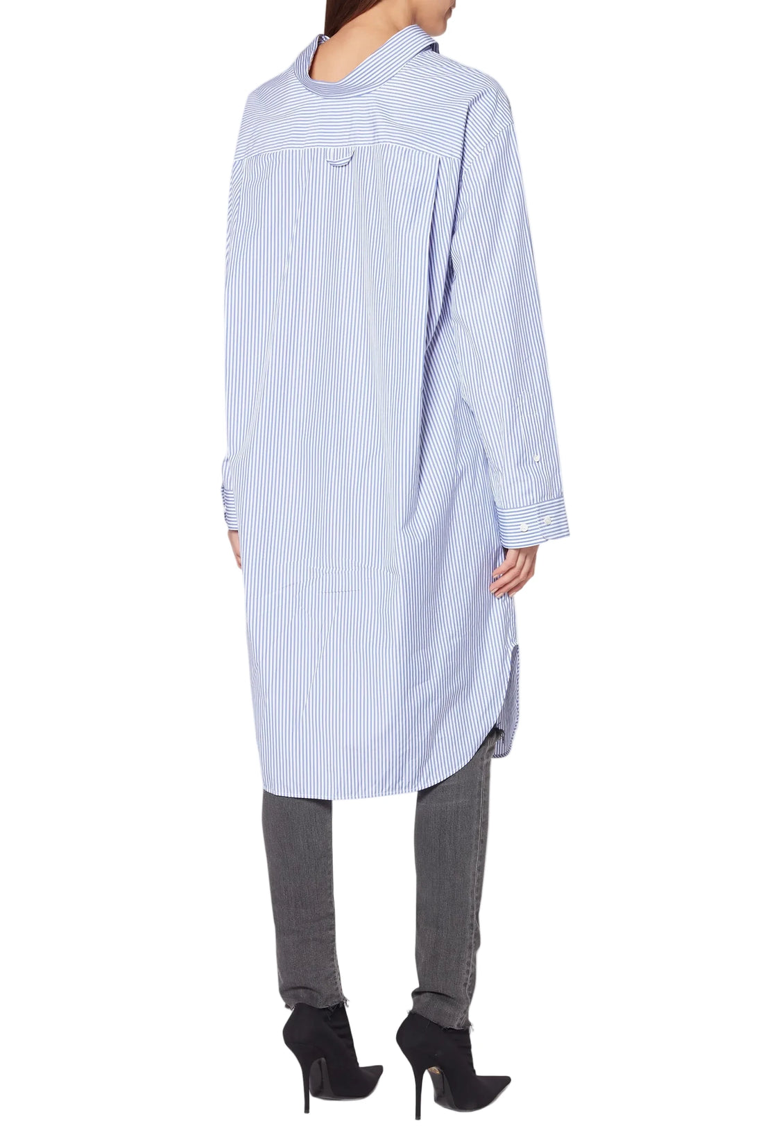 Balenciaga Blue and White Striped Swing Shirt Dress - 34