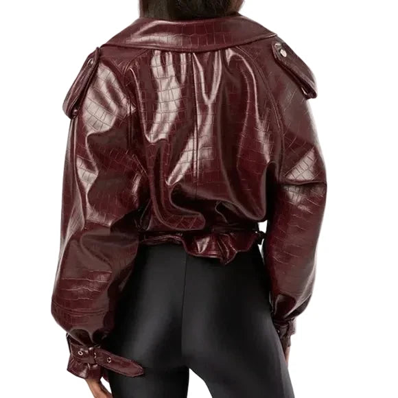 We Whore What Cropped Moto Jacket - XS