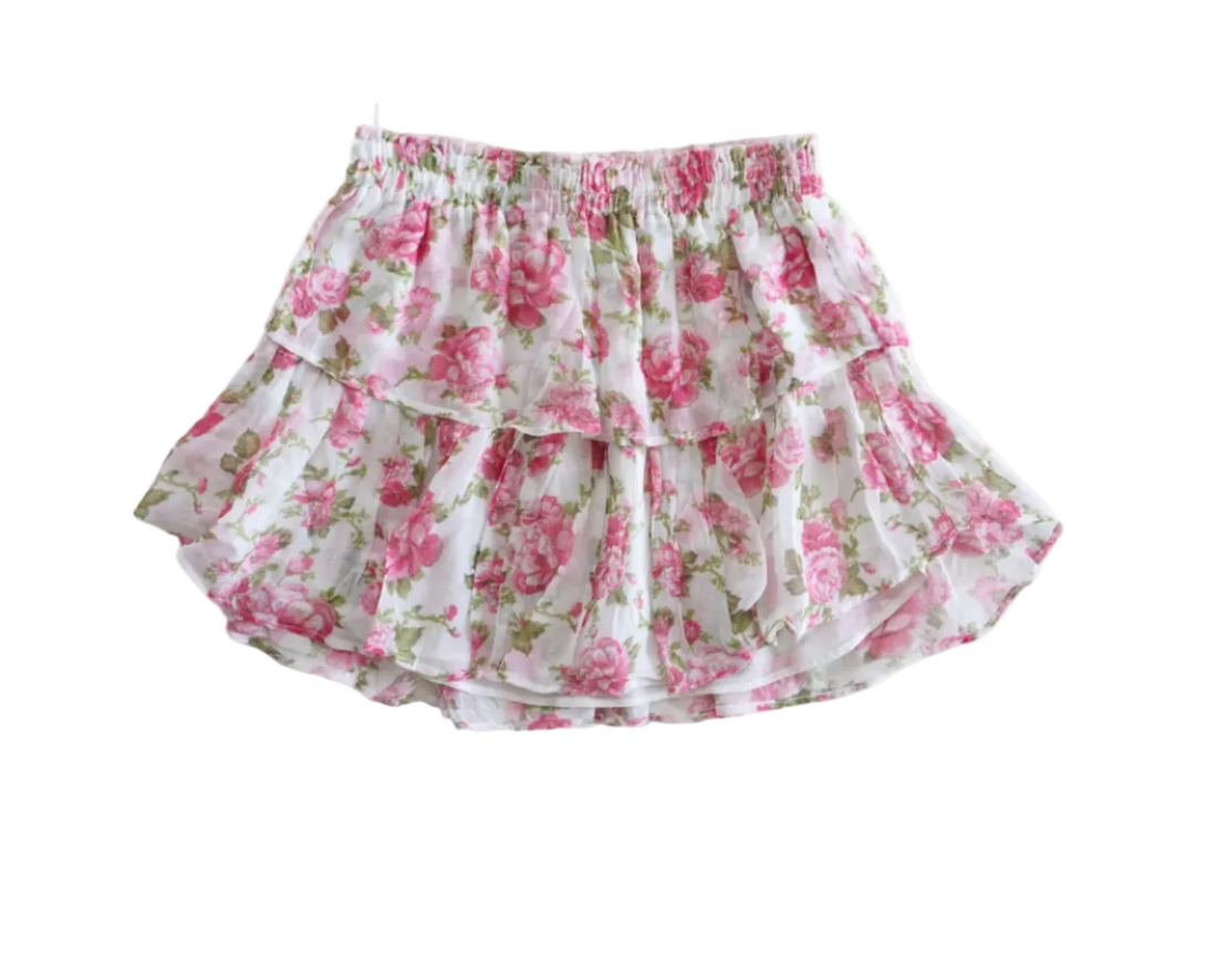 LoveShackFancy Ruffle Mini Skirt Blushing Rose - XS