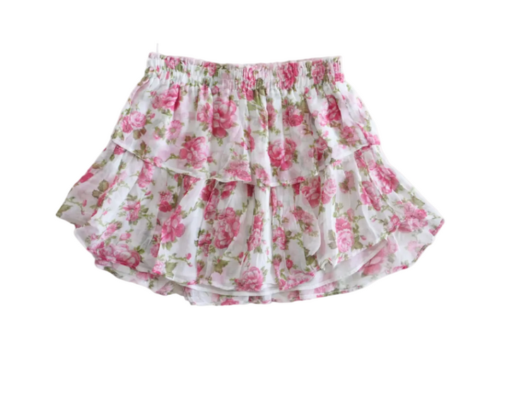 LoveShackFancy Ruffle Mini Skirt Blushing Rose - XS