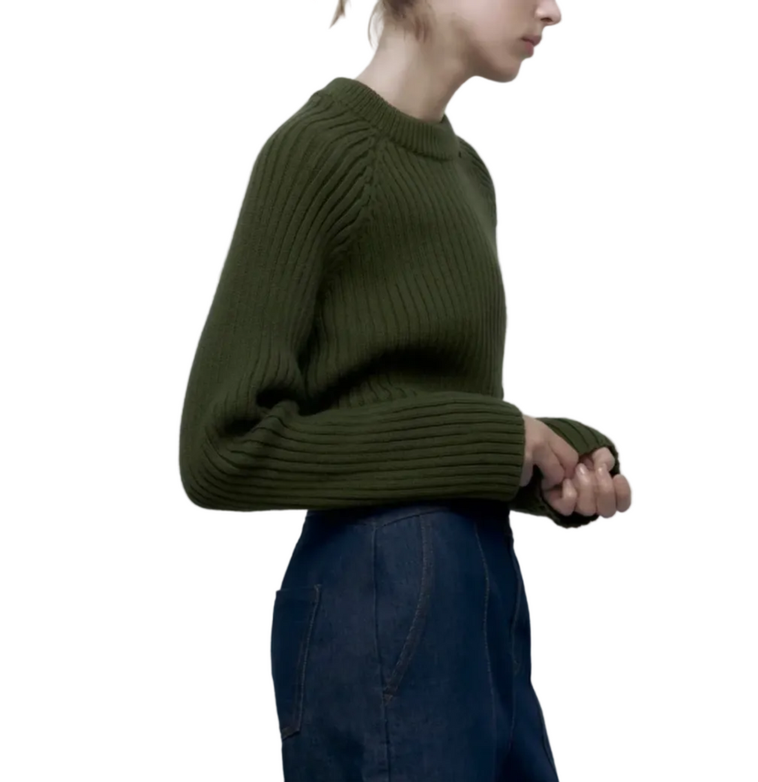 Zara Cropped Cable Knit Sweater - S
