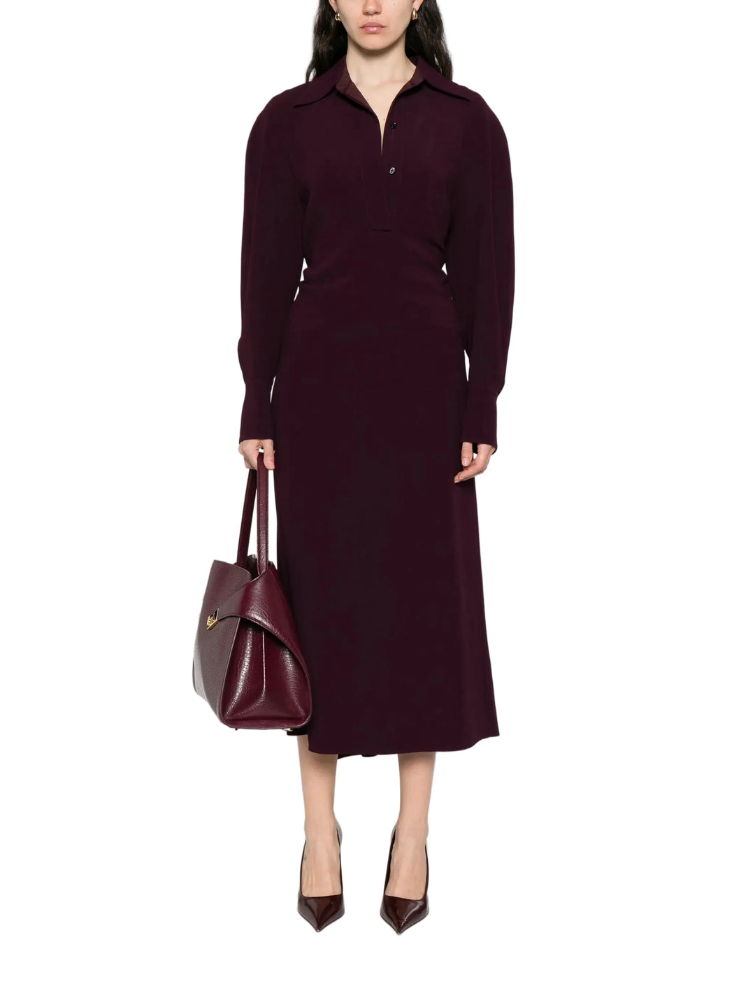 Victoria Beckham Puff-Sleeve Midi Dress - 0
