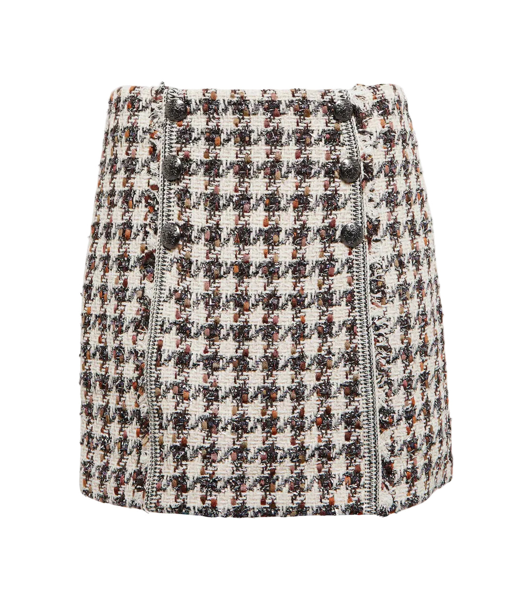 Veronica Beard Stark Houndstooth Tweed Miniskirt - 6