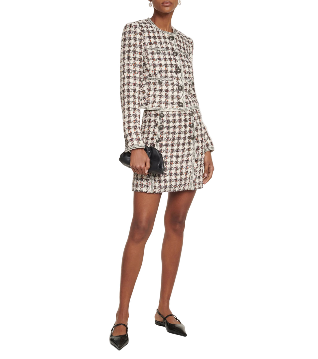 Veronica Beard Stark Houndstooth Tweed Miniskirt - 6