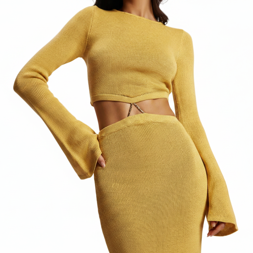 Meshki Anna Flare Sleeve Knit Dress - XXS
