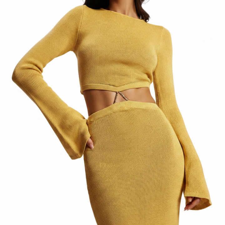 Meshki Anna Flare Sleeve Knit Dress - XXS
