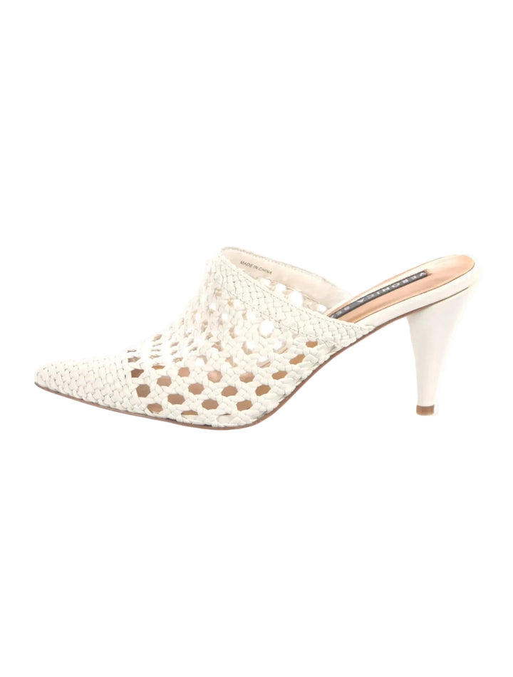 Veronica Beard Leather Crochet Trim Mules - 38.5