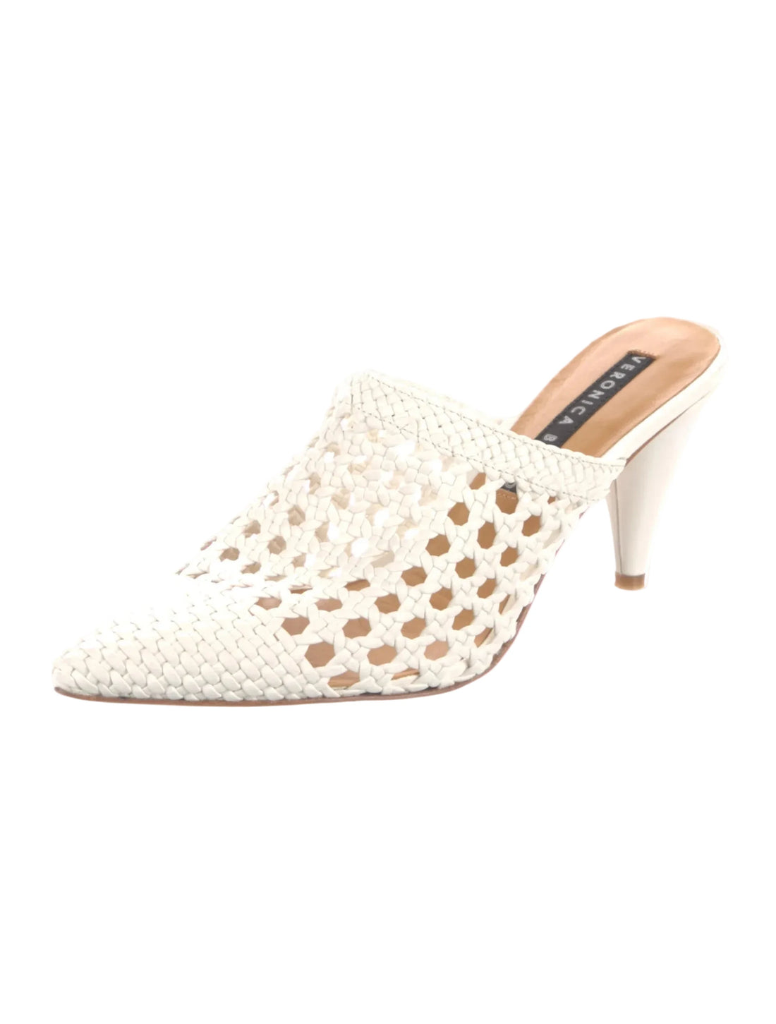 Veronica Beard Leather Crochet Trim Mules - 38.5