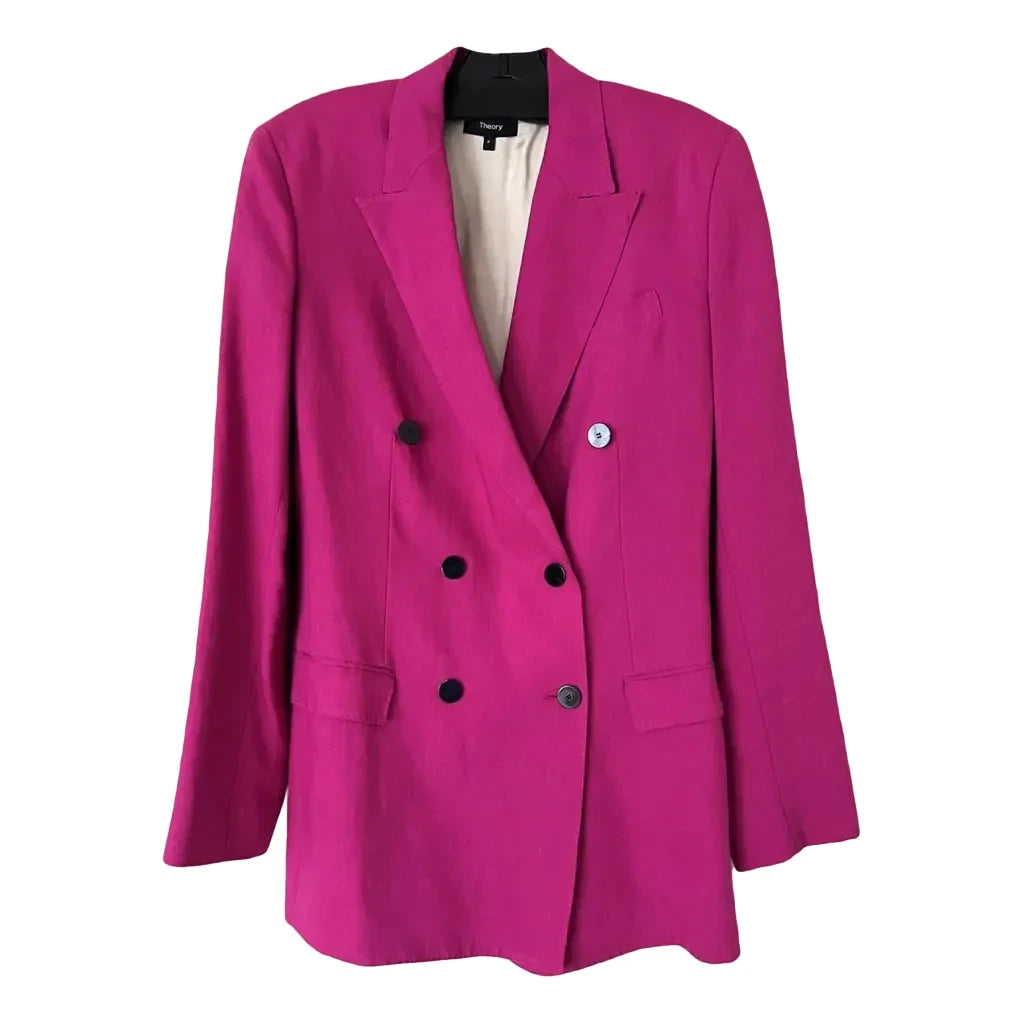 Theory Double Breasted Tailor Pure Linen Jacket - 0