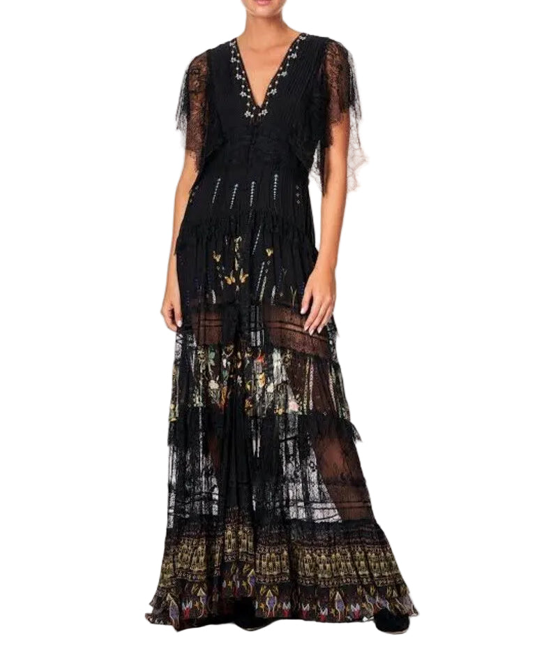 Camilla Button Up Dress With Lace Insert - XS