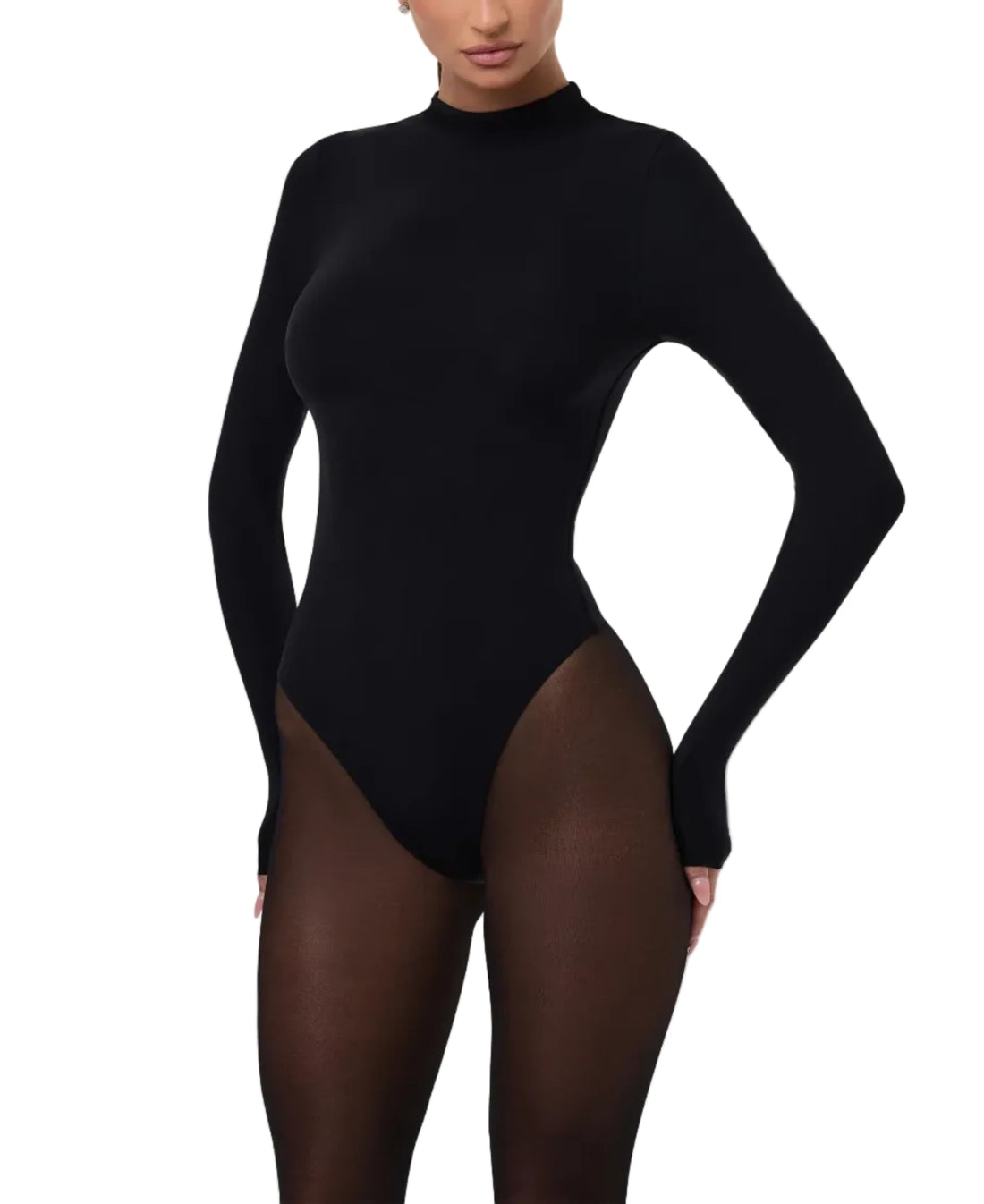 Naked Wardrobe Basic Mock Neck Bodysuit - XS