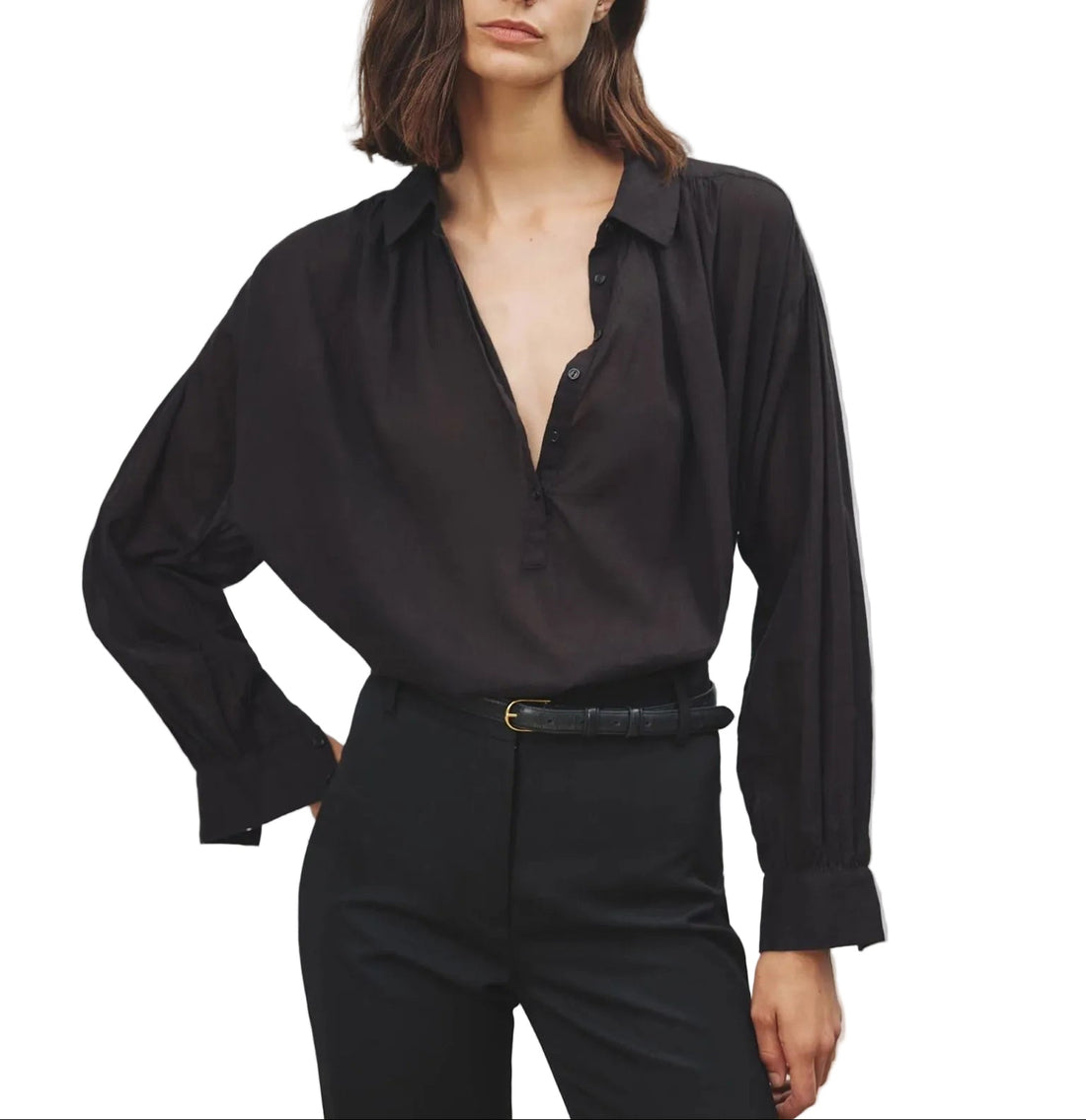 Nili Lotan Cotton Voile Blouse Miles - XS
