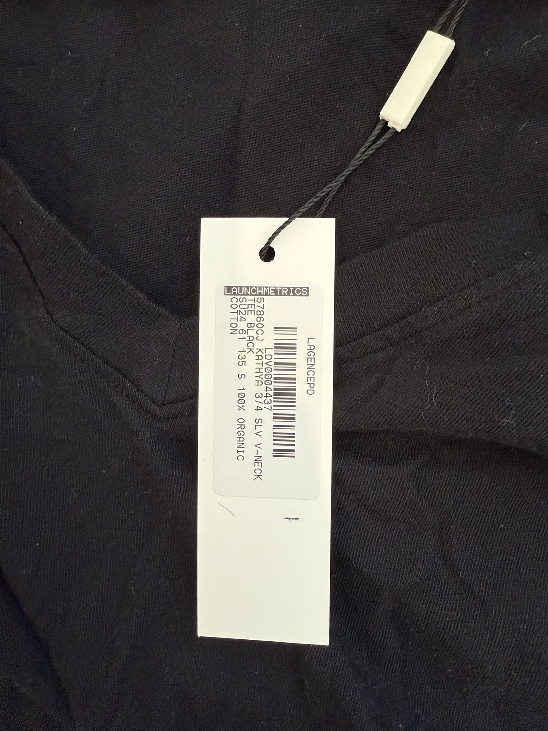 L'AGENCE Cotton V-Neck 3/4 Sleeve Shirt- S