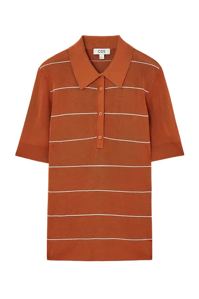 COS Striped Knitted Polo Shirt - S