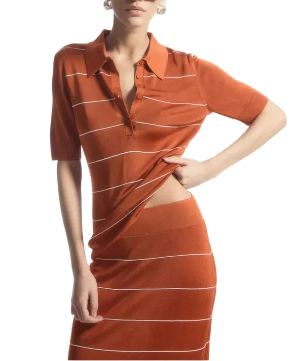 COS Striped Knitted Polo Shirt - S