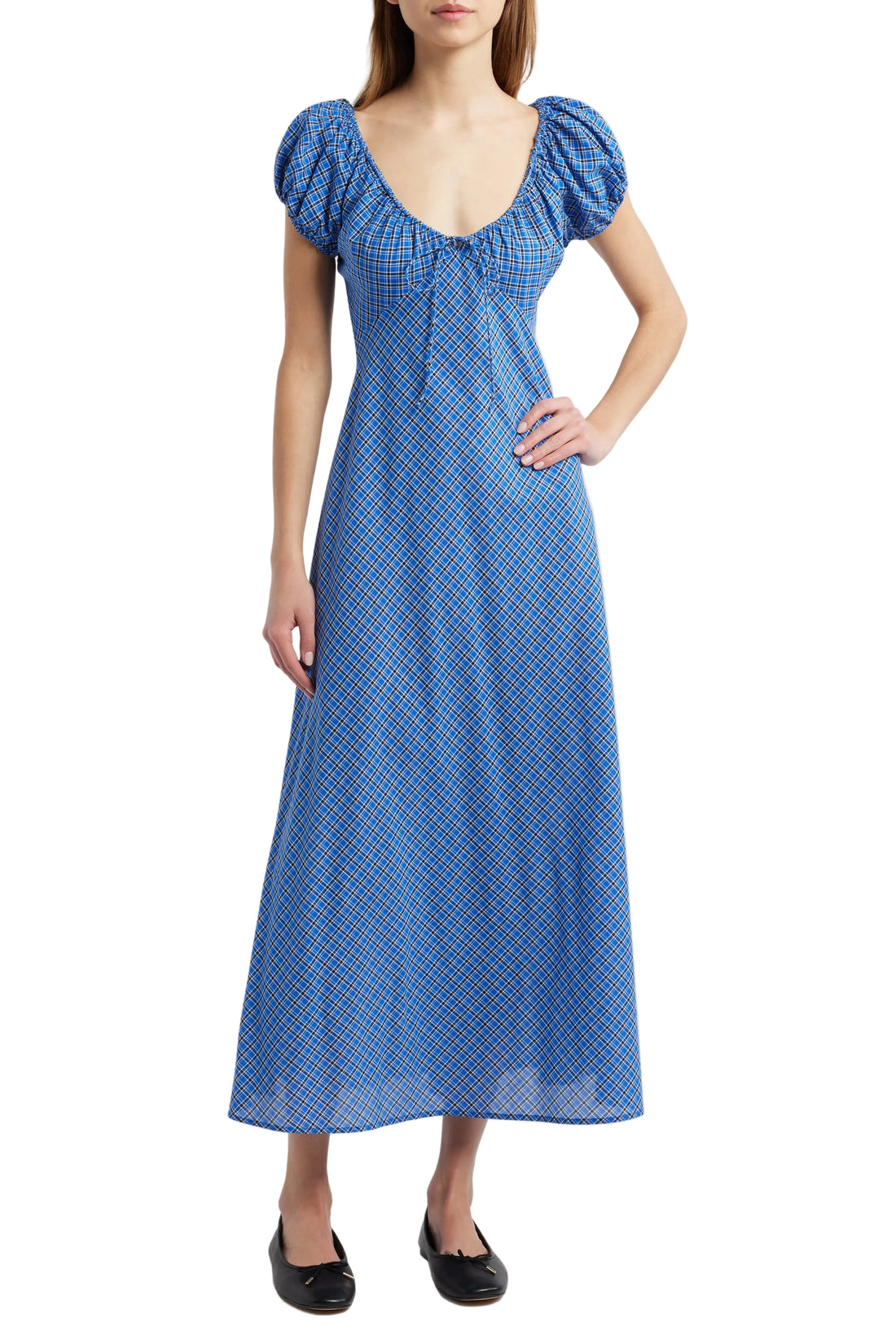 Dôen Sofia Check Organic Cotton Voile Midi Dress - XS