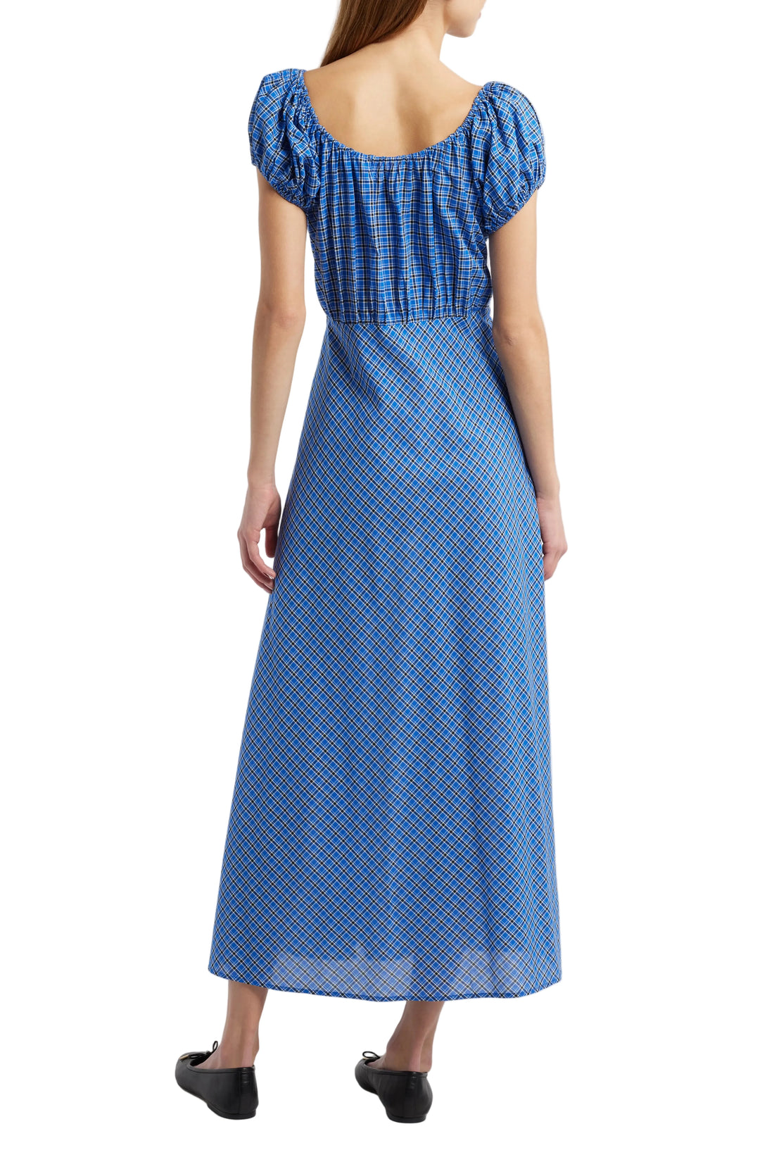 Dôen Sofia Check Organic Cotton Voile Midi Dress - XS