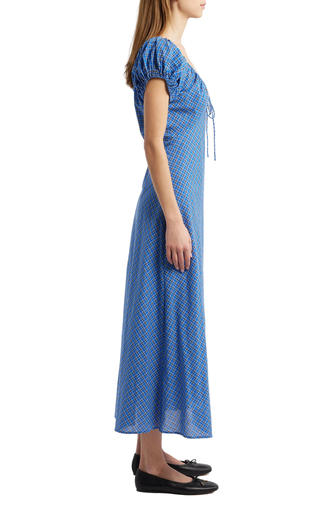 Dôen Sofia Check Organic Cotton Voile Midi Dress - XS