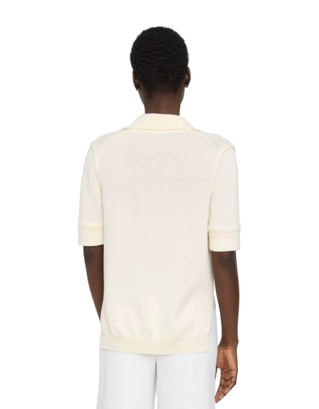 Theory Short-Sleeve Polo Sweater in Cotton-Cashmere - P