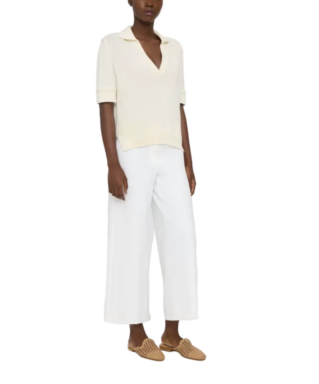 Theory Short-Sleeve Polo Sweater in Cotton-Cashmere - P
