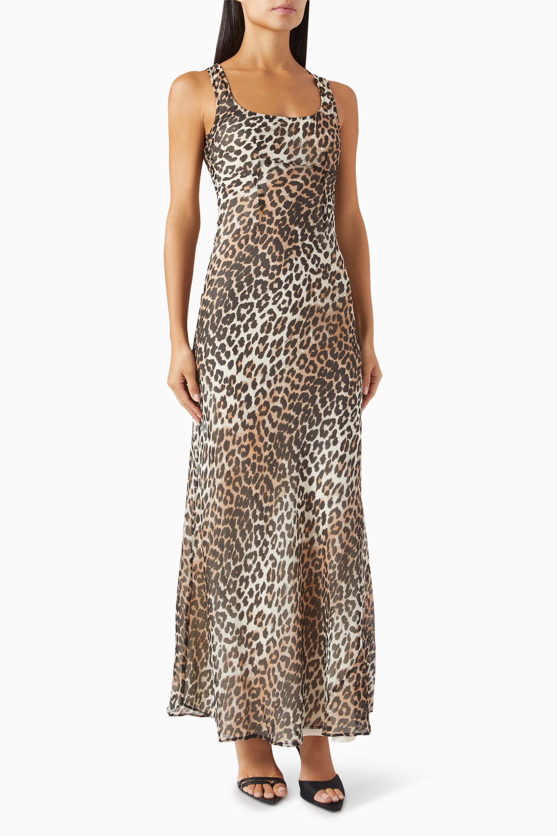 Ganni Leopard-Print Georgette Maxi Dress - 32