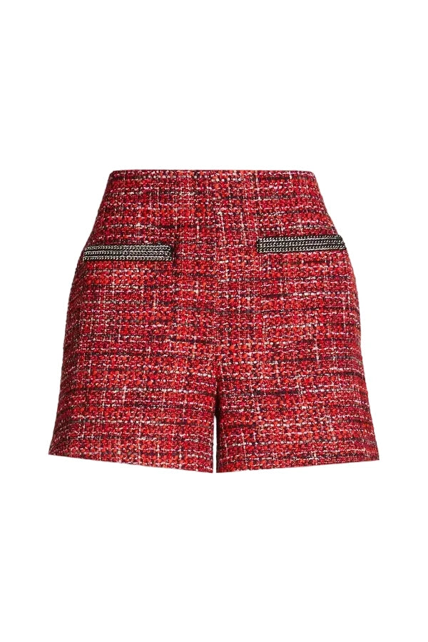 Maje Chain-Embellished Metallic Tweed Shorts - 34