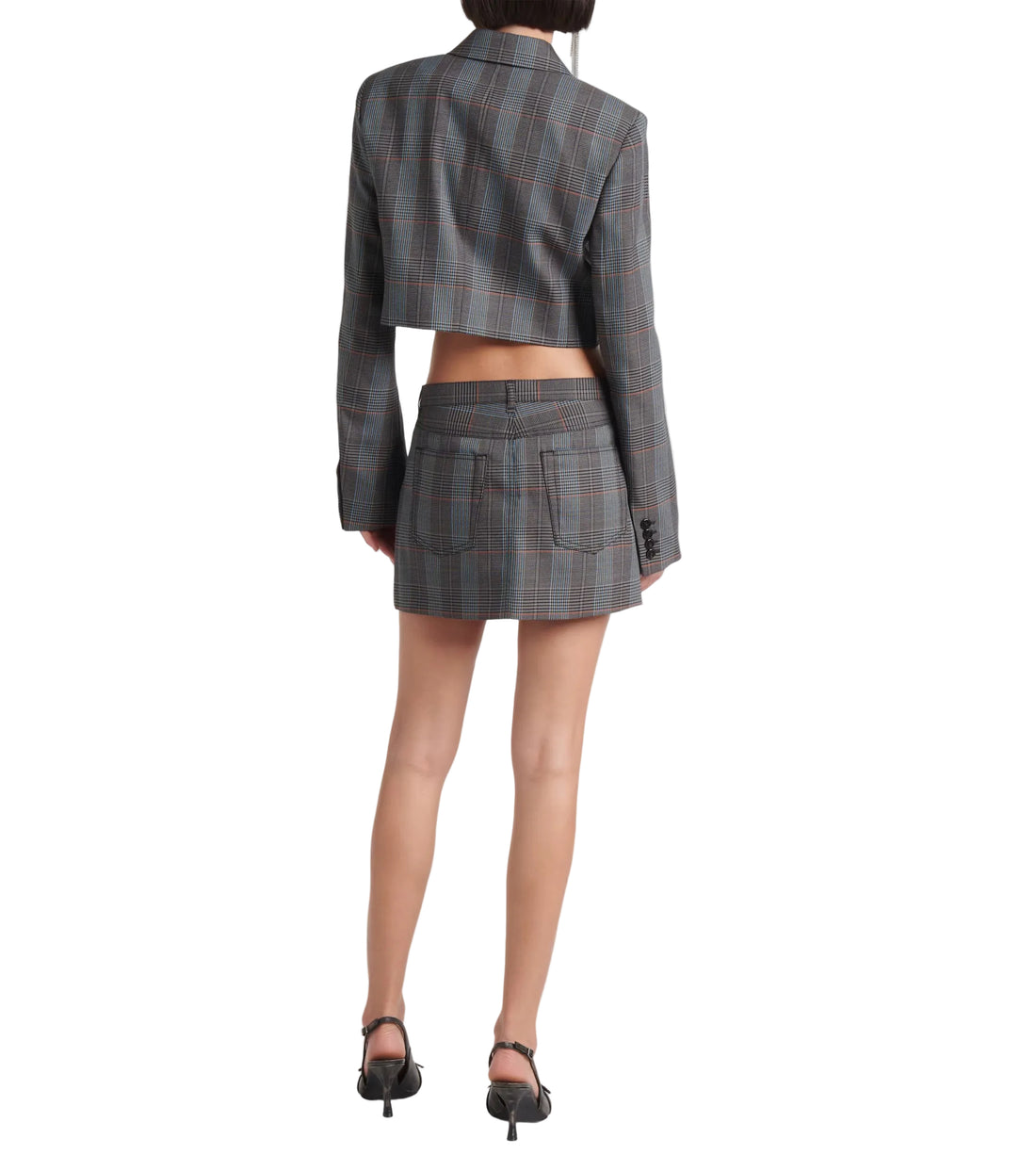 Acne Studios Embellished Checked Wool-Blend Mini Wrap Skirt - 32