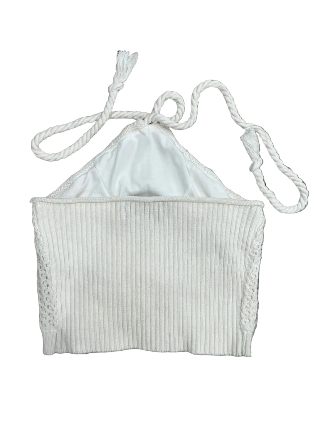 Darah Dahl White Crochet Halter Top - S
