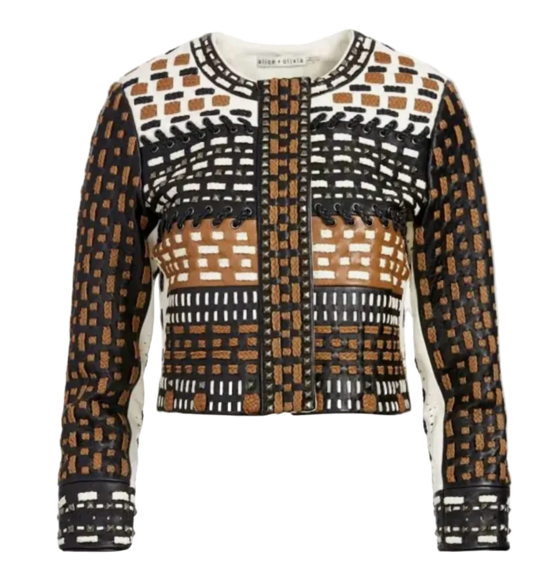 Alice+Olivia Chaya Studded Leather Jacket - XP