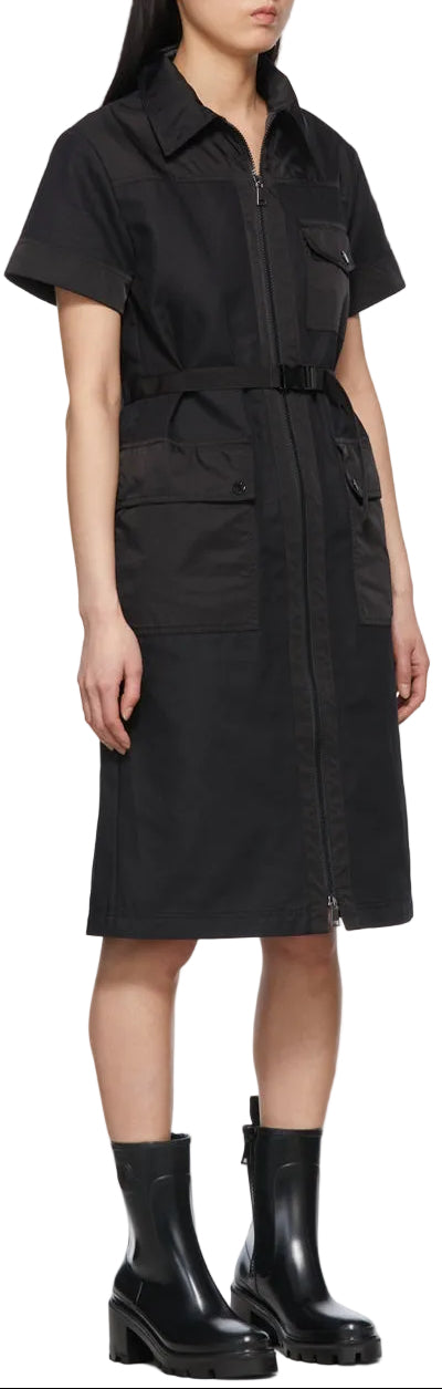 Moncler Black Cotton Midi Dress - S/M