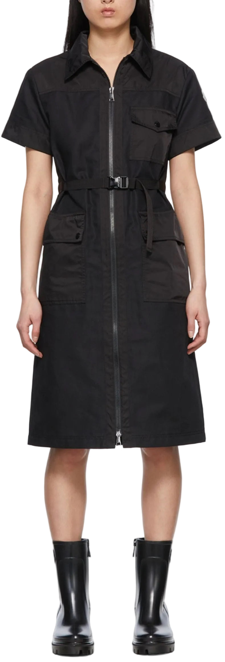 Moncler Black Cotton Midi Dress - S/M
