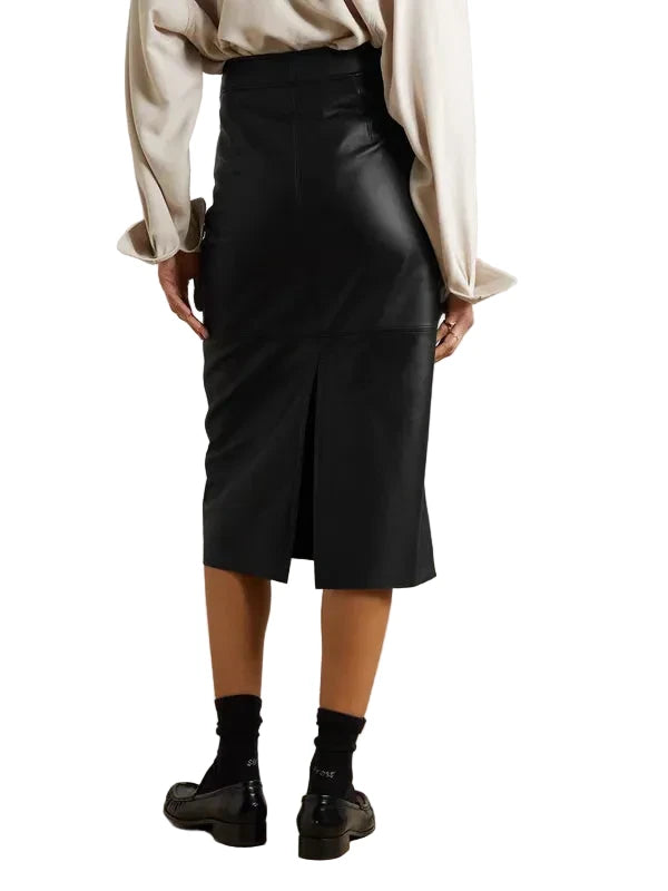 The Frankie Shop Heather Paneled Leather Pencil Skirt - L