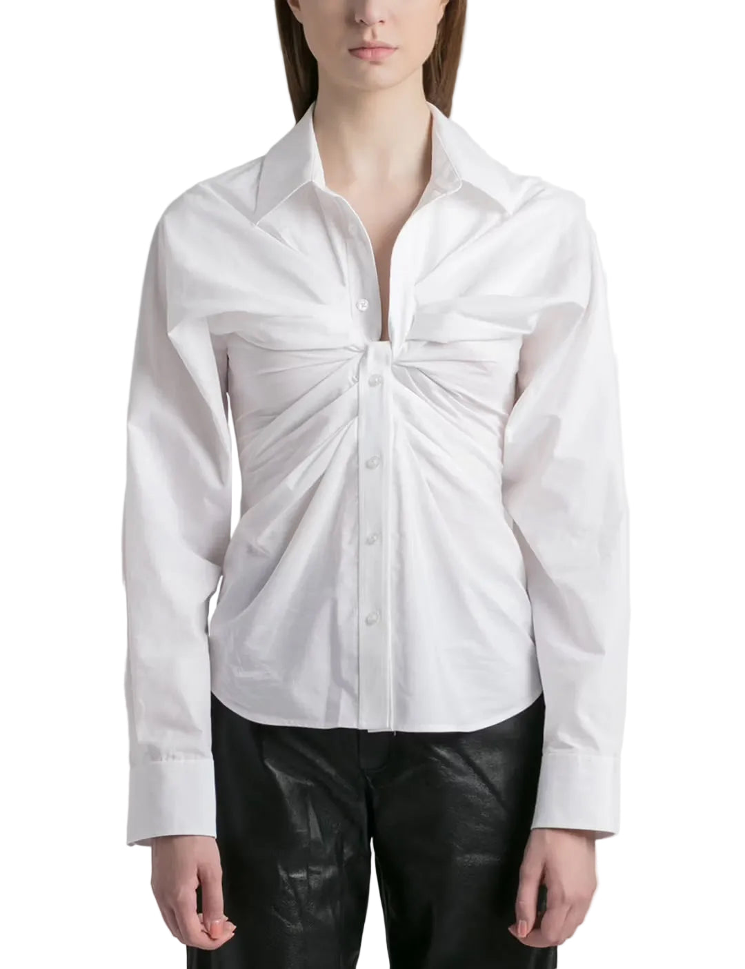 Alexander Wang Ruched Cotton-Poplin Shirt - 0