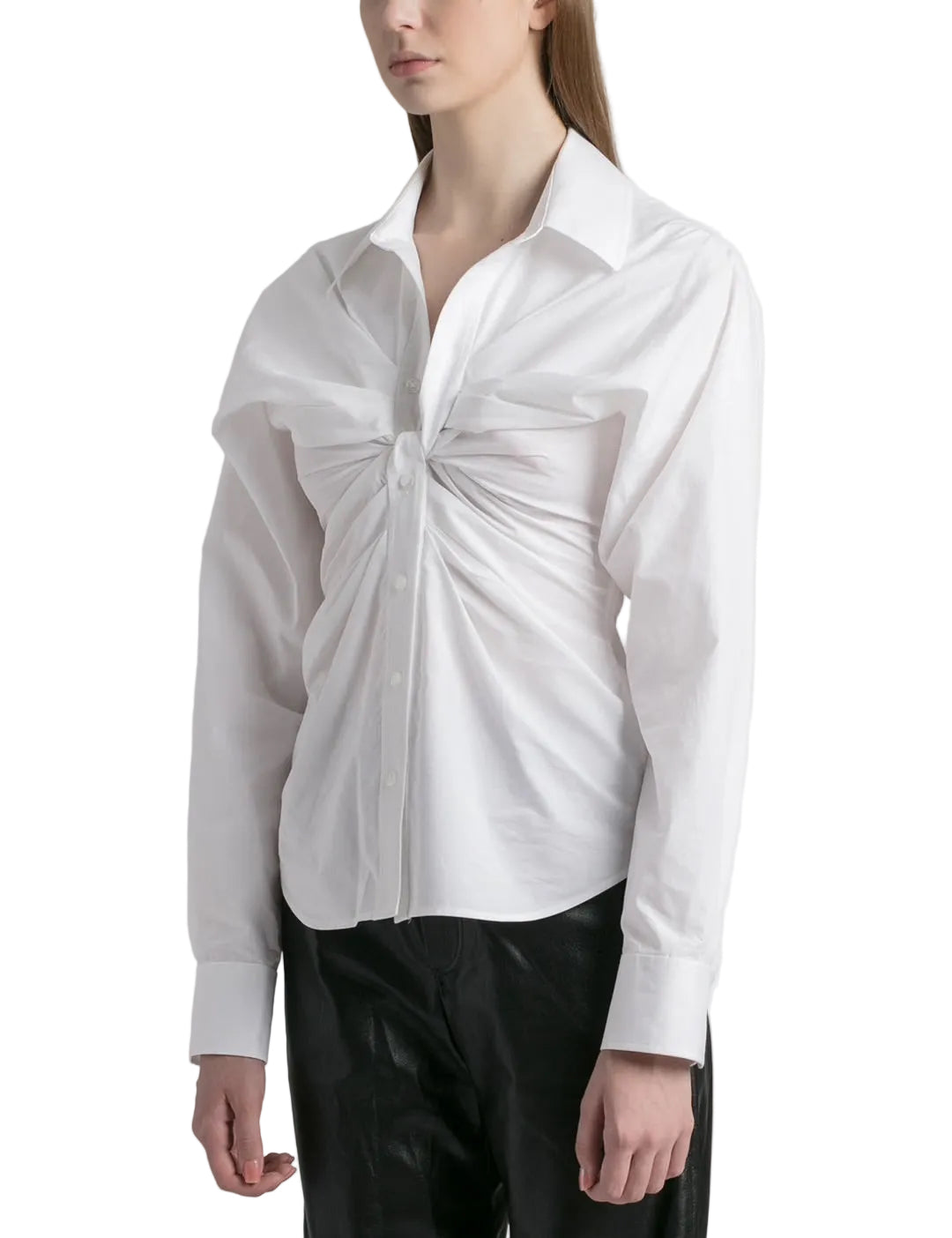 Alexander Wang Ruched Cotton-Poplin Shirt - 0