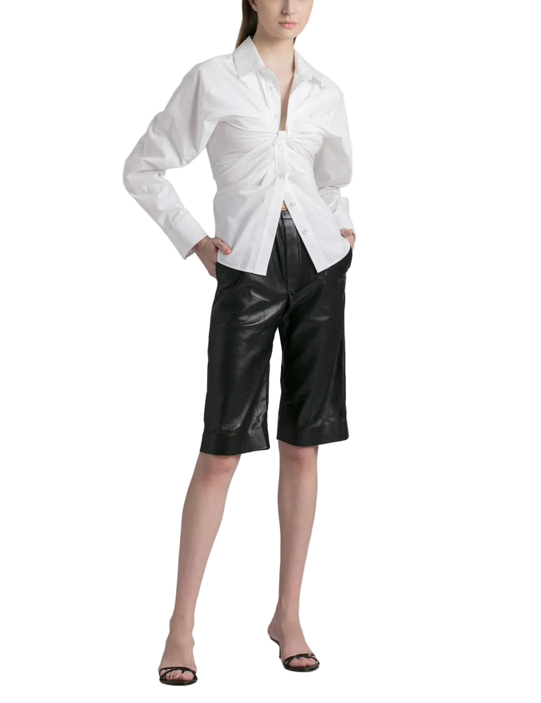 Alexander Wang Ruched Cotton-Poplin Shirt - 0