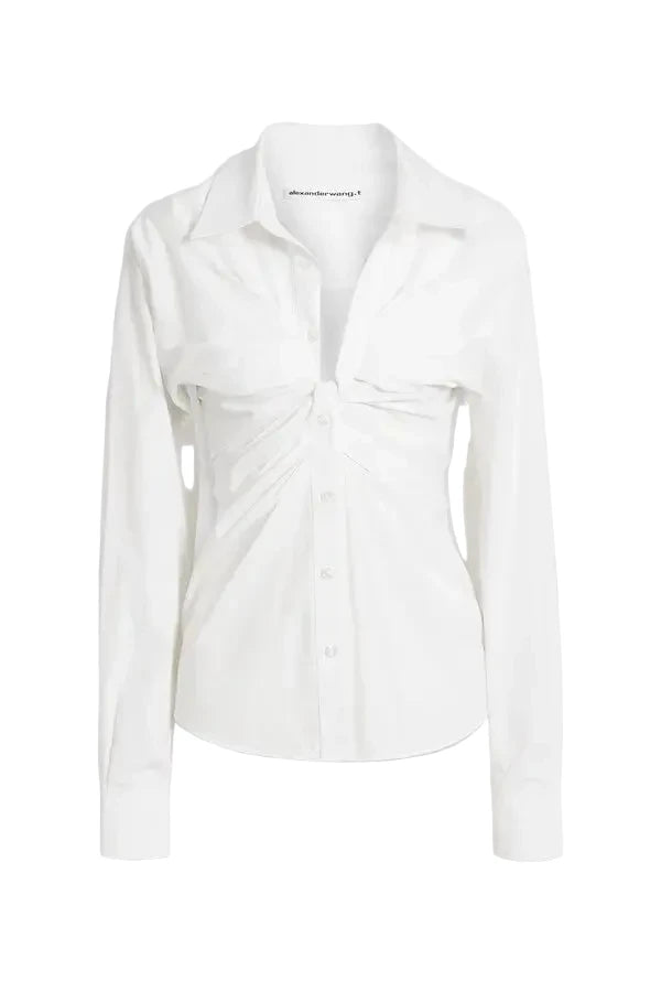 Alexander Wang Ruched Cotton-Poplin Shirt - 0