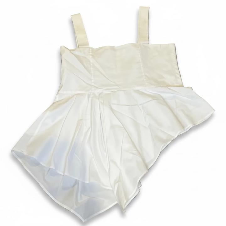 Veronica Beard Square Neckline Sleeveless Asymmetrical Button-Up Top - 10