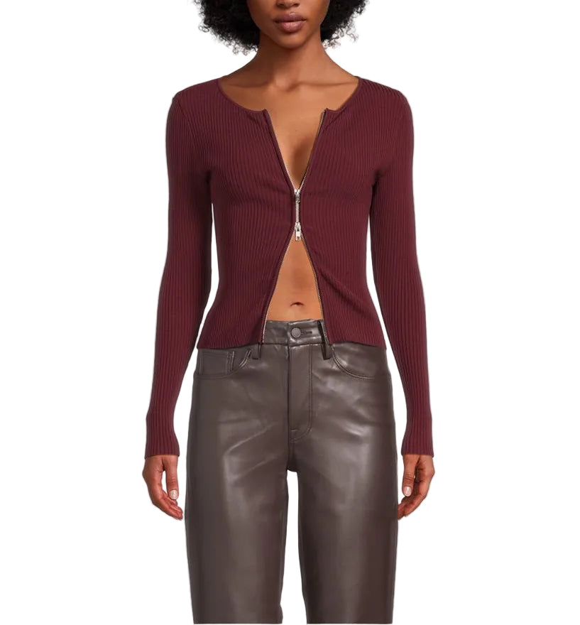 Good American Virgo Rib-Knit Cardigan - S