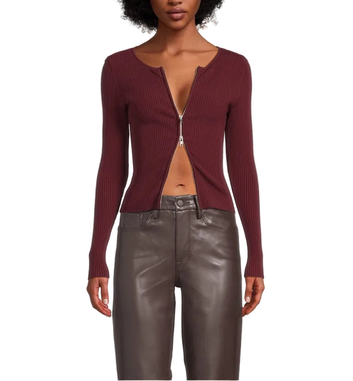 Good American Virgo Rib-Knit Cardigan - S