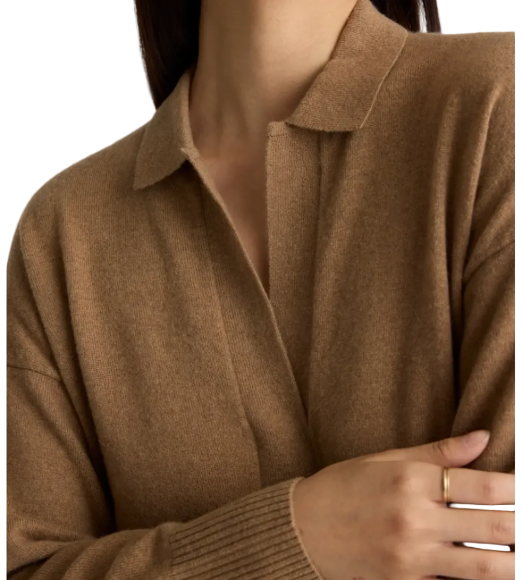 Quince Mongolian Cashmere Polo Sweater - S