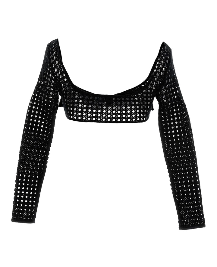 Giambattista Valli Cropped Macrame Bow Top - 40