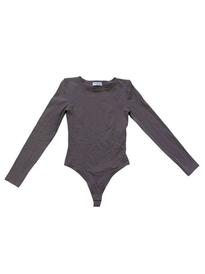 Aritzia Countour Longsleeve Crew Bodysuit Nomad Taupe- S