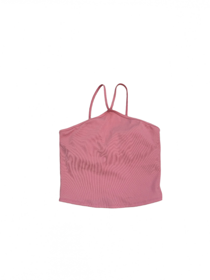 alo Goddess Ribbed Cross Crop Top Strawberry Lemonade- L