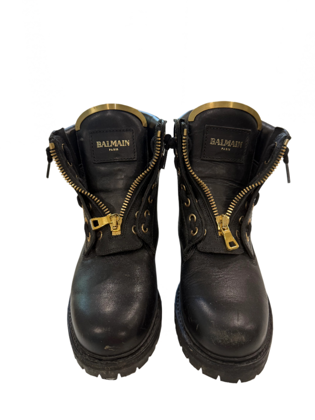 Balmain Tia Leather Combat Boots- 38