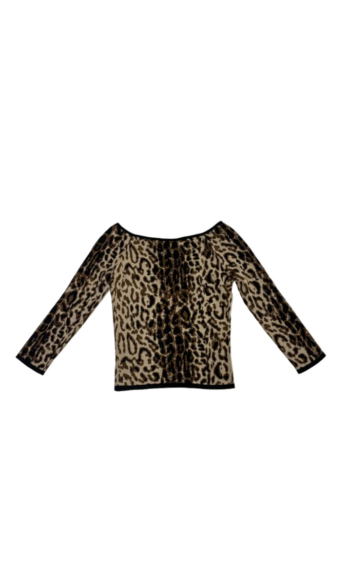 Celine Cheetah Quater Sleeve Top - S
